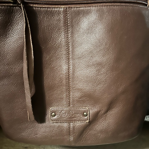 Lucky Brand Tote Shoulder Bag Brown Leather Patchwork Tassel Crossbody Strap Y2K - Picture 1 of 5